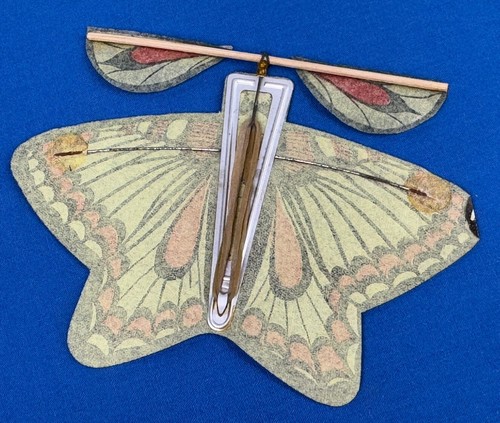 Juguete Mariposa Cuerda Banda Goma Años 30 ~ Limpio, Estado de Funcionamiento, Sin Rasgaduras - Imagen 7 de 12