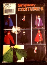 Simplicity Pattern 5927 Childs' Costume Cape, Robe & Headpiece Size 3-8 - New