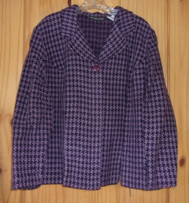 Sag Harbor Dress Women's Petite Vintage Purple Boucle Blazer