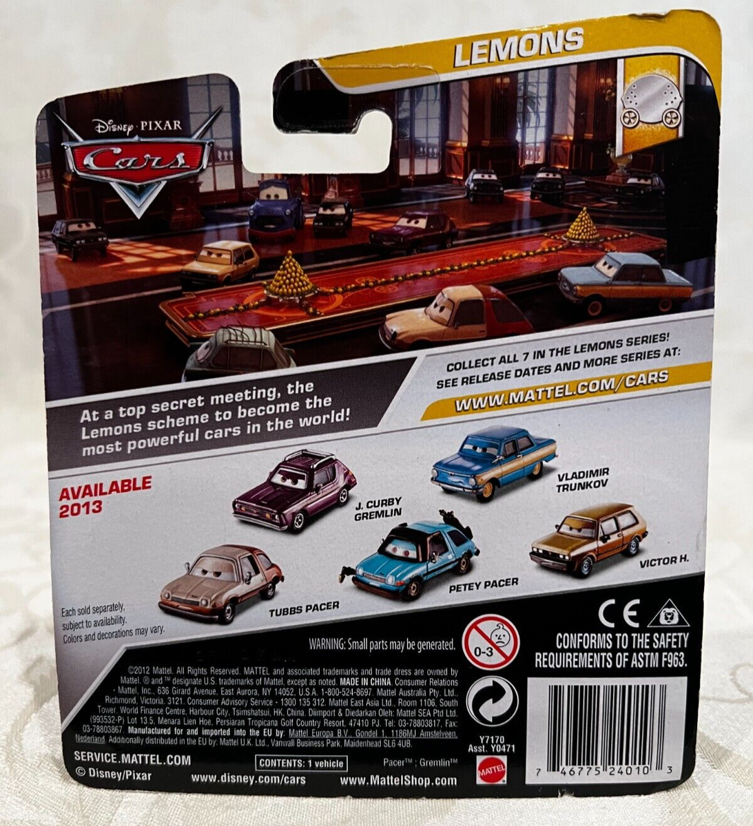 Disney Pixar Cars 2 VLADIMIR TRUNKOV (LEMONS) 2012 ~RARE~ | eBay