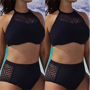 high neck crop top swimsuit