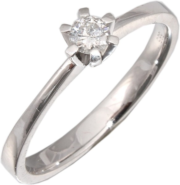 Damenring Ring SolitäR Brillant 0.15 Carat W/Si WeißGold 585 14Kt Krappenfassung-image