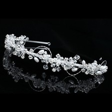 Handmade Bridal Rhinestone Crystal Pearl Floral Wedding Tiara Headband 7793