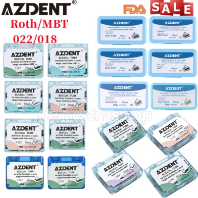 AZDENT Dental Orthodontic Buccal Tubes 1st 2nd Molar Tube Roth MBT 022 Bondable