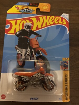 2024 Hot Wheels HW450F Dirt Bike Orange Extreme Sports #130 Netflix Let's Race