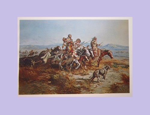 Charles Russell Indian Women Moving 1898 American Wild West 11x9" Art Print - Picture 5 of 8