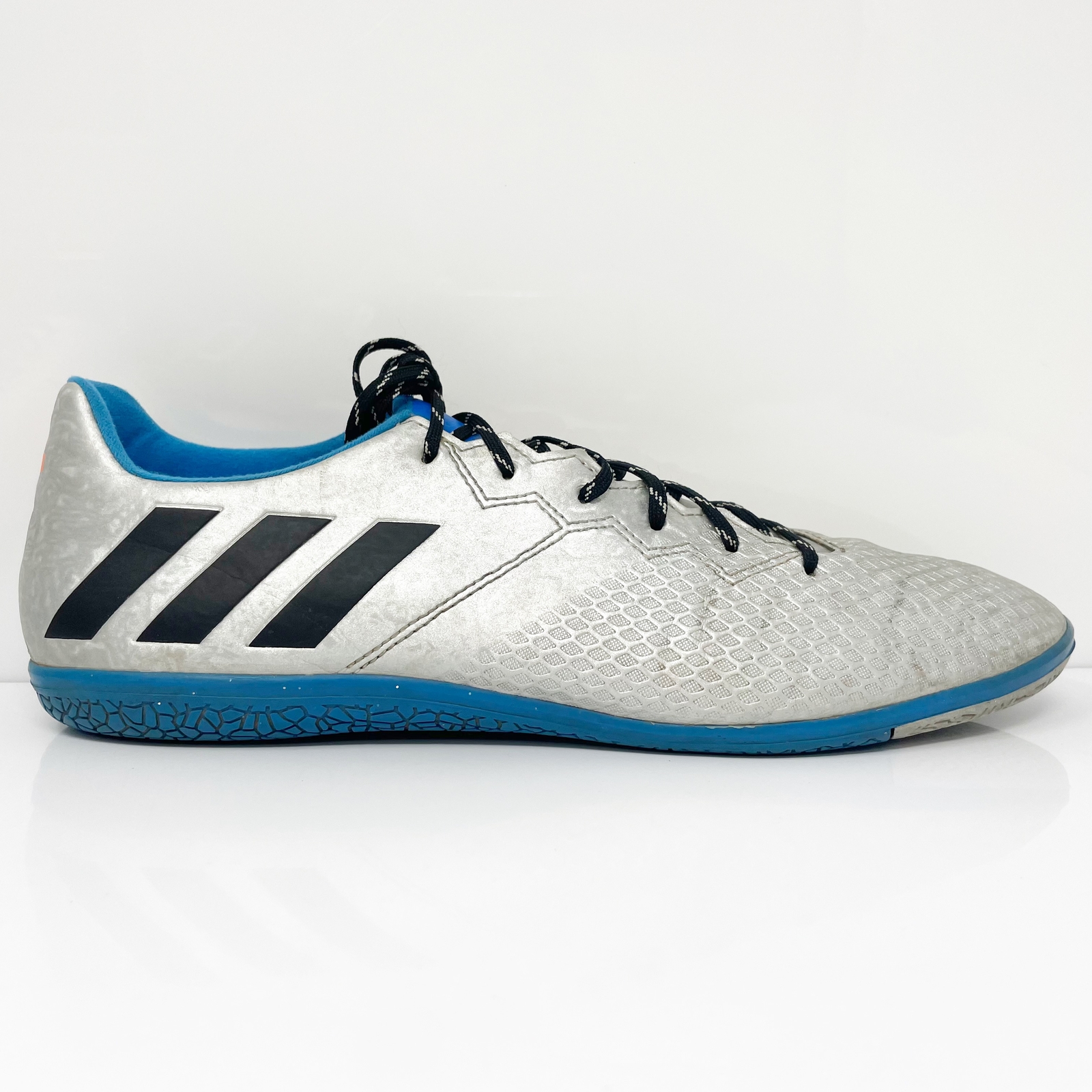 Size 11 5 Adidas Messi 16 3 Indoor Silver Blue For Sale Online Ebay