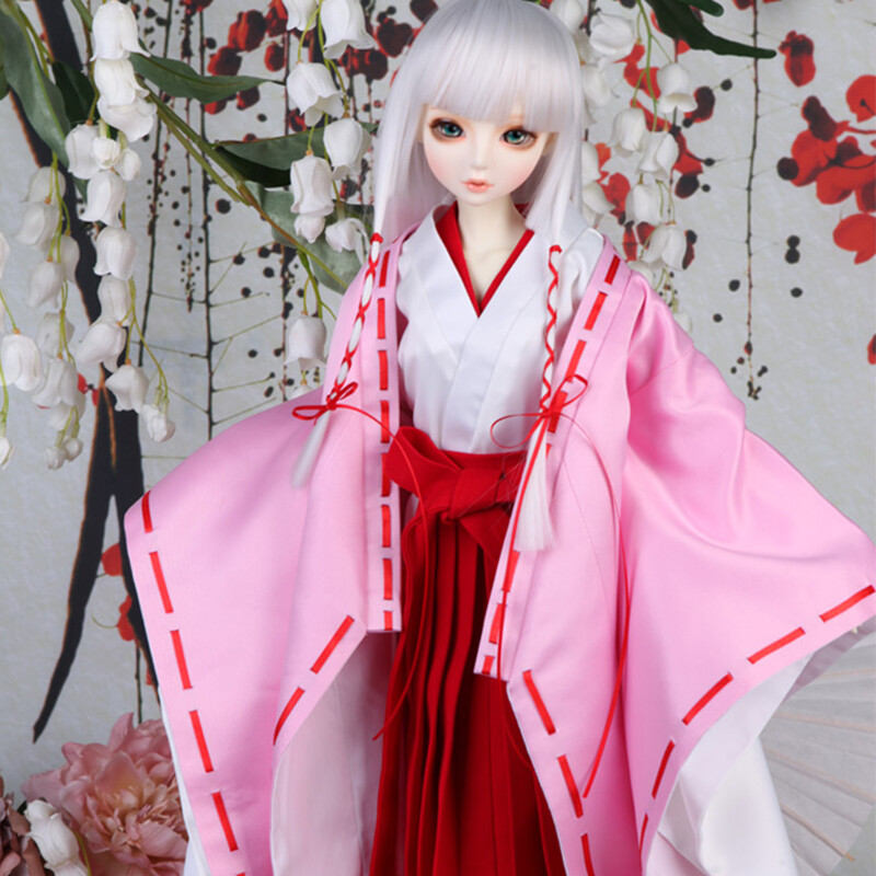 4PCS 1/6 1/4 1/3 BJD Doll Clothes Japanese Kimono Suit The Flower