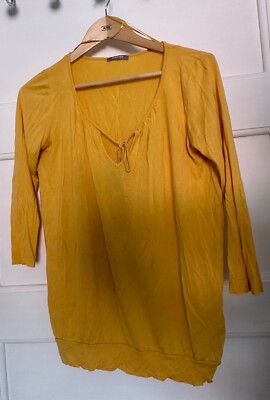 Bluse Oberteil Shirt Orsay Gr. S gelb 100% Viskose 3/4 arm