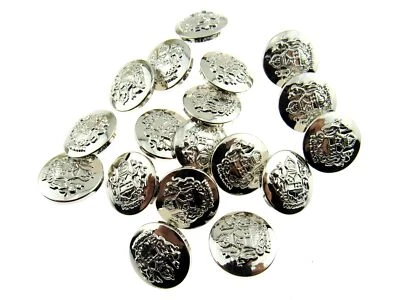 Round Silver Plastic Crested Blazer Buttons 15mm 18mm 21mm With Shank CX23