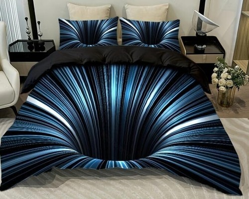 Fade-Resistant Full Size 3D Geometric Comforter Set - Cozy Blue Bedding for Kids - Picture 4 of 10