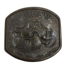 VINTAGE METAL 4 WHEELING IS MORE THAN JUST DRIVING BELT BUCKLE