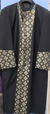 Clergy Robe for Church Pastor, Minister, Black/Gold size
