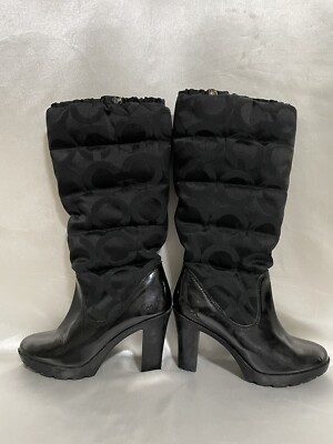 Coach Winter Boots Quilted Insulated Winter High Heel Size 7B