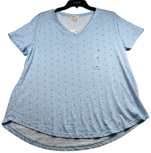 Style and Co Shirt Womens plus size 0X Blue V-Neck Short Sleeve Mini Paisley New