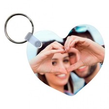 Portachiavi a forma di cuore personalizzabile con foto a stampa sublimatica .
