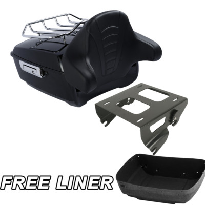 King Trunk Solo Mount Rack Backrest Fit For Harley Touring Road Glide 2014-2026