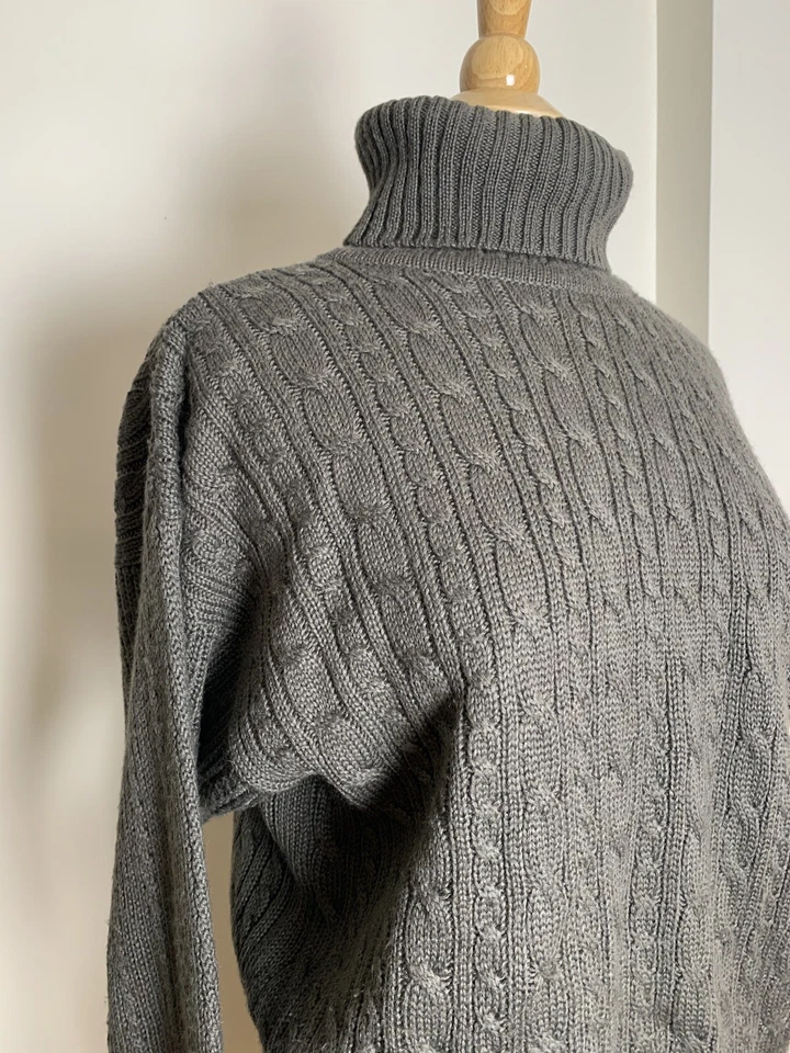 Suéter de esquí vintage Nils para mujer talla L años 80 90 lana retro gris verde esquí Apres Foto 2 de 4