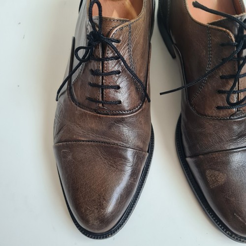 Saxone Leather Brown Shoes Made In Italy Men’s Size UK 8 EU 42 - Picture 4 of 14