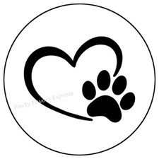 30 HEART PAW PRINT DOG CAT ENVELOPE SEALS LABELS PARTY FAVORS STICKERS 1.5"