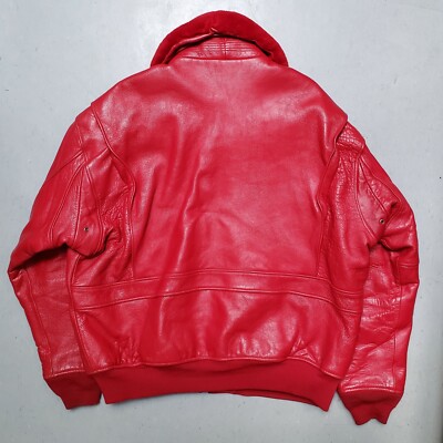 SCHOTT G-1 Bomber Jacket Red Leather w Shearling Collar Sz SCHOTT G-1 Bomber Jacket Red Leather w Shearling Collar Sz