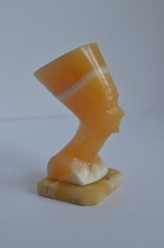 Vintage Egyptian Alabaster Stone Carved Nefertiti Figurehead / Paperweight - 5"