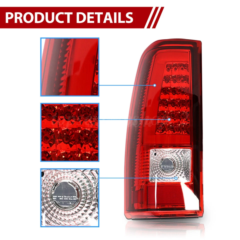 For 2003-06 Chevy Silverado 1500 2500 3500 LED Tail Lights Red Rear Brake Lamps - Image 4 of 4