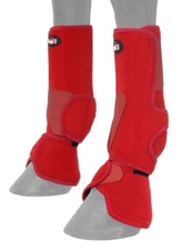 Horse Protective Sport & Bell Boots Combination in 1 - Vented - Red - Medium