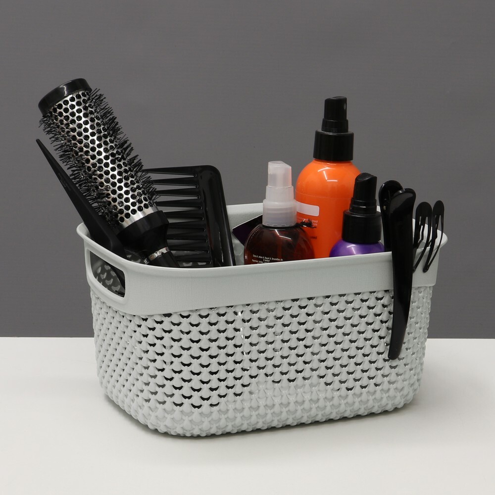 JVL Aufbewahrungskorb Im Tropfen-Design – 2,2 Liter, Grau, Ca. 7x25x20 Cm – Aus Kunststoff, Belüftet & Stylisch