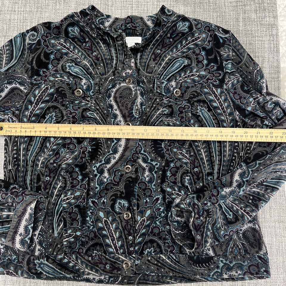Charter Club Women’s Petite Large Jacket Paisley Button Down Corduroy