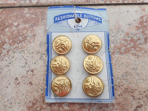Brand New,Vintage 70s, US Army,Uniform Gold-Tone,Replacement Buttons 6 Pcs/Shank - Picture 4 of 8