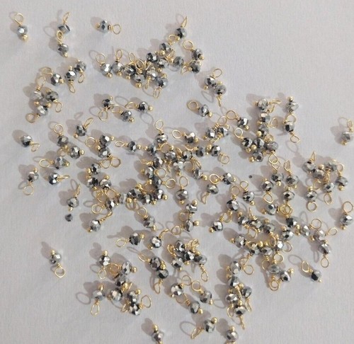 silver pyrite beads single wire jewelry making charms, beaded gold plated charms - Picture 4 of 4