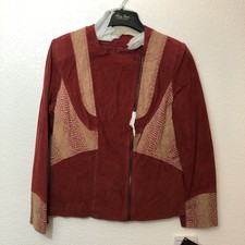 Nwt Jerry Lewis Women’s Rust Color 100% Leather W/ Faux Snake Jacket Medium