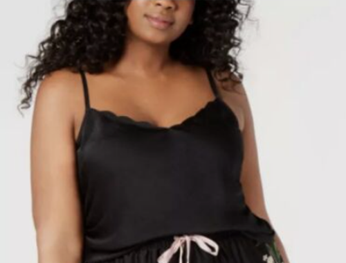 Top de pijama INC Cami 1X talla grande cuello festoneado camisola dormir pijamas negro - Imagen 6 de 6