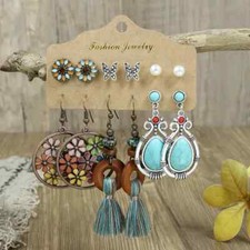 6 Pairs Boho Drop Dangle Studs Earrings Stocking Stuffer Women/Juniors/Girls