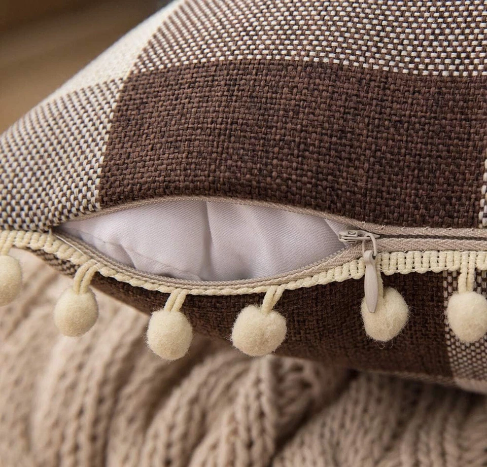 Set of 2 Buffalo Plaid Check Throw Pillow Covers 12"X20" Black and White - Image 2 of 3