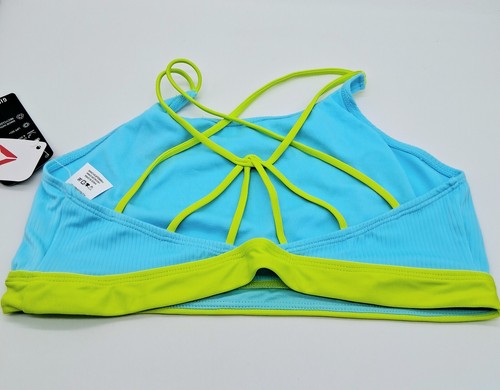 Reebok Bikini 18 Girls Blue Neon Green High Neck Strappy Back 2 Piece - Picture 3 of 6