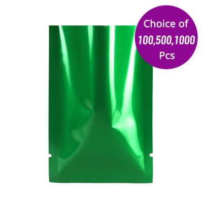 2.25x3.5in Wholesale Green Silver Open Top Bag Pouch with Heat Seal Machine N07