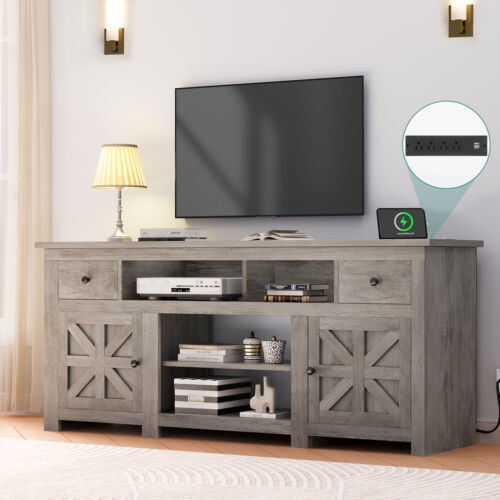 Oaurkea Farmhouse TV Stand w/Storage Drawer&Movable Partition for TVs Up to 80" - Picture 7 of 7