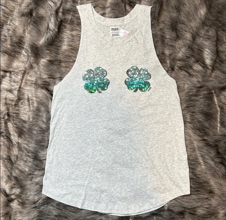 VICTORIAS SECRET PINK NEW MARLED TANK TOP PINK PINK