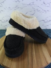 Dear Foams Slippers Gray Memory Foam Quilted Casual Comfort Faux Fur Mens L 9-10