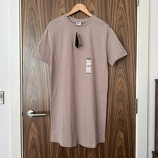 Nike Taupe Neutral Essential Mini Swoosh T-shirt Short Sleeve Mini Dress S NEW