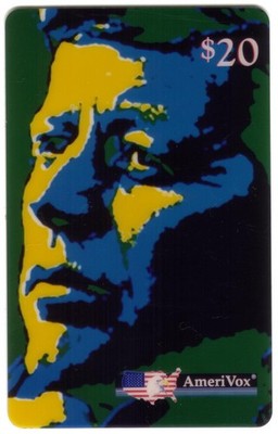 $20. John F. Kennedy Close-up of Face Reverse Photo Young Patrician Phone Card
