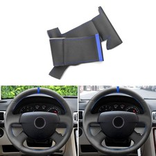 Blaue-Linie Lenkrad Leder Abdeckung für VW Caddy 2003-2006 Caravelle 2003-2009
