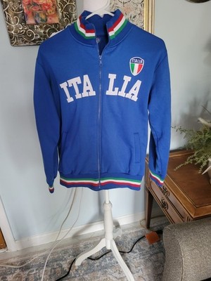 ITALIA LOTTO 　サッカー　イタリア代表　プルオーバージャケット Italy National Team Blue Zip-Up Jacket S Italian Flag Colors