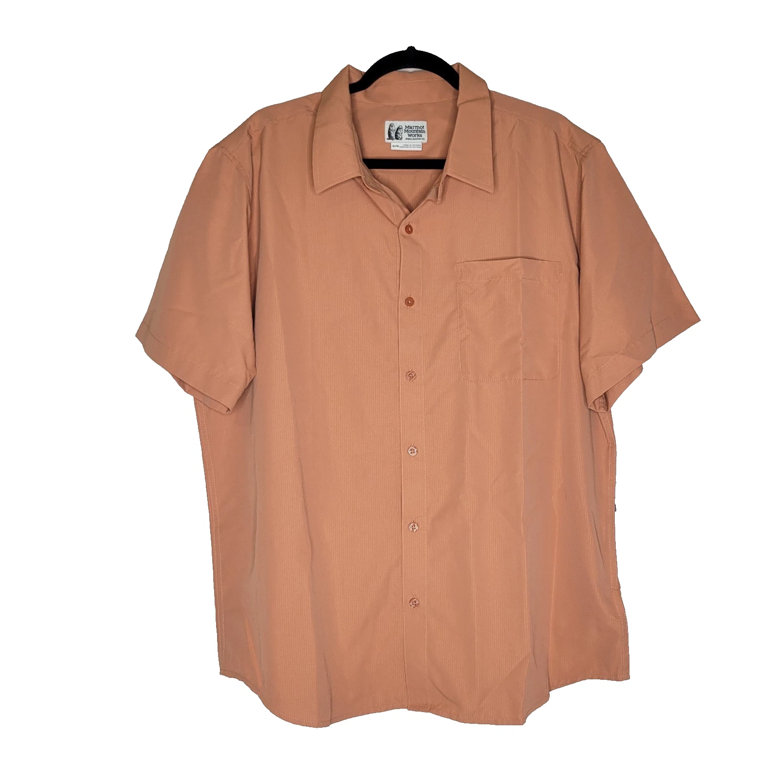 Marmot Aerobora Button Shirt Mens XL Short Sleeve Quick Dry UPF 50 Hiking Travel
