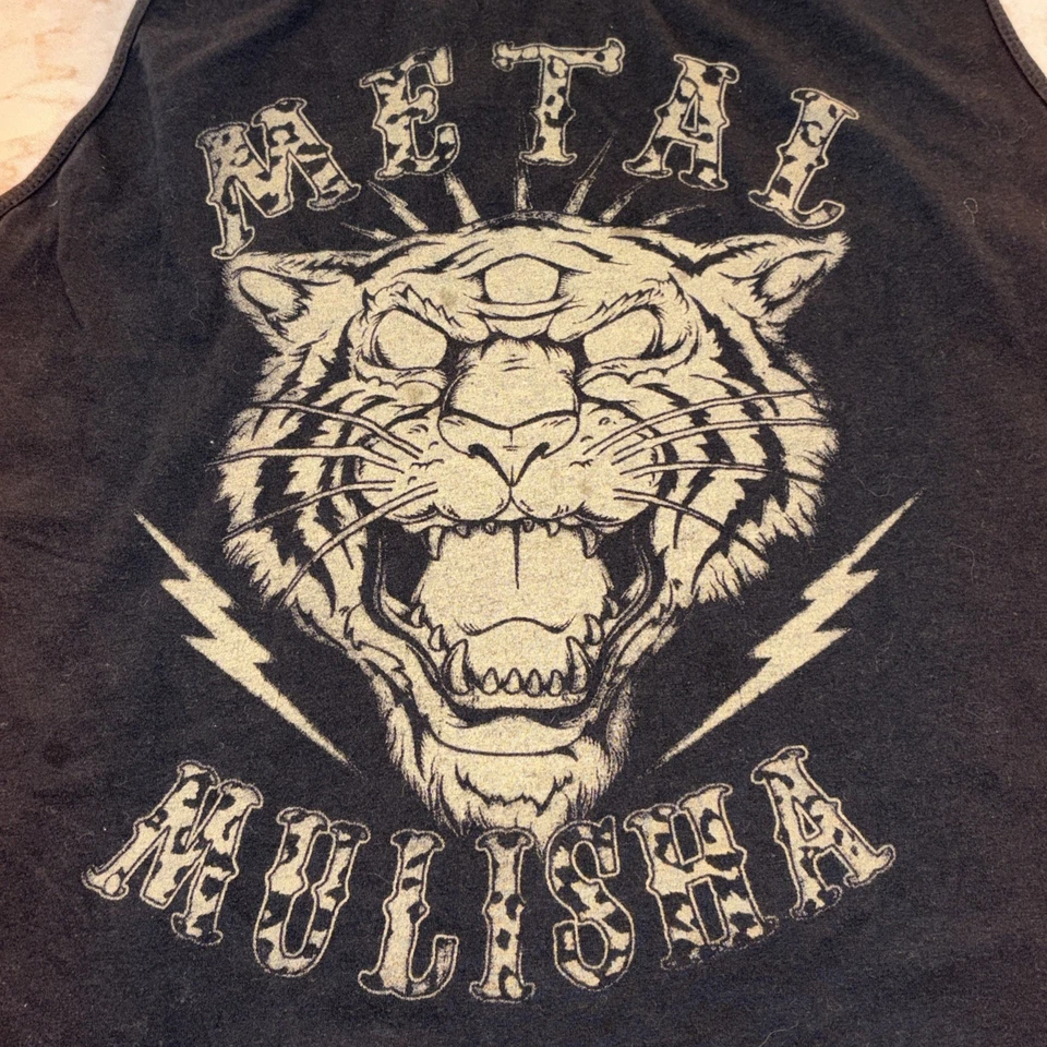 Camiseta sin mangas Metal Mulisha para mujer talla L negra espalda deportiva Tiger Beach Moto Grunge Y2K Foto 3 de 4
