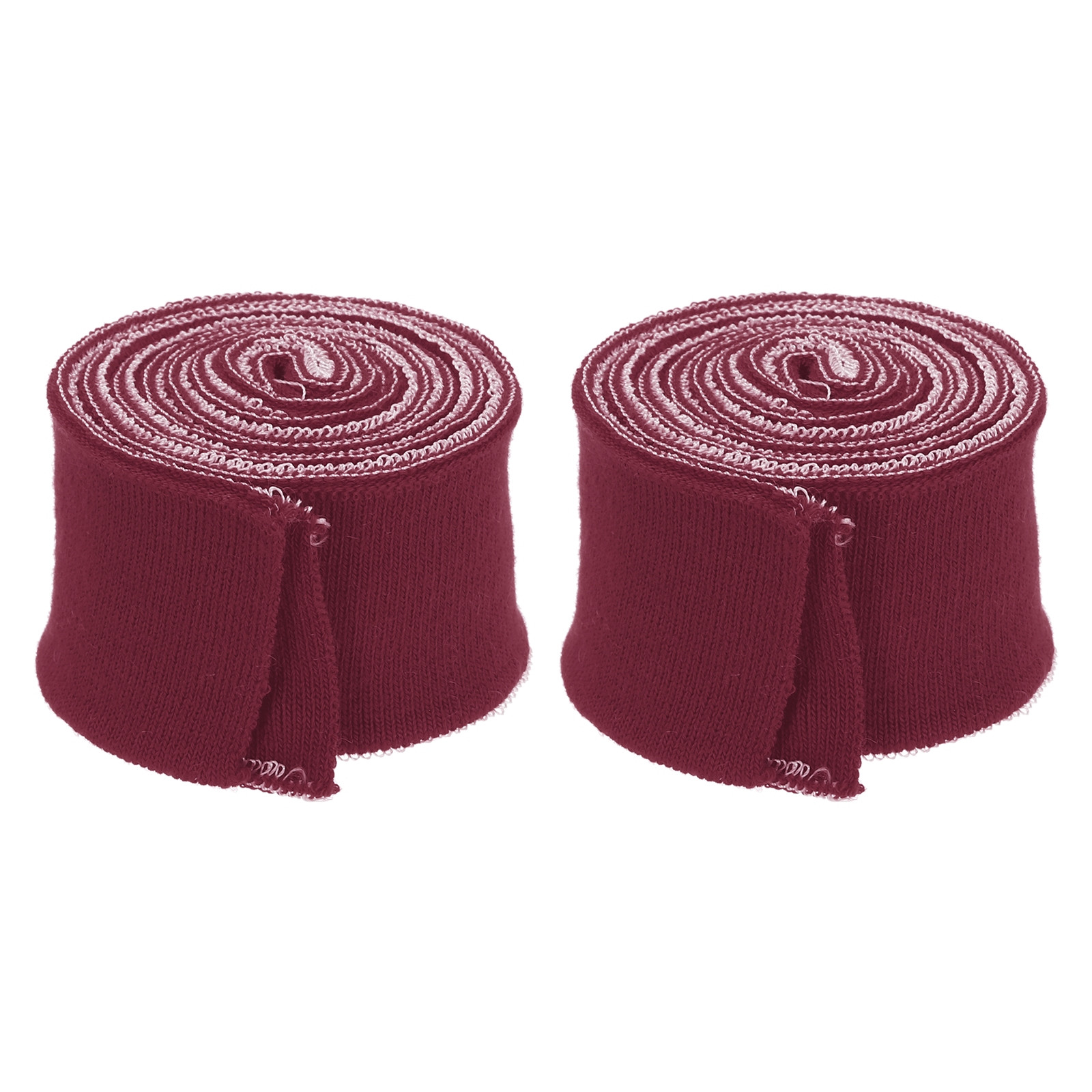 2Pcs 1.5 Inch x 2.6ft Elastic Cuffs Knitted Ribbed Cotton Fabric Wine Red