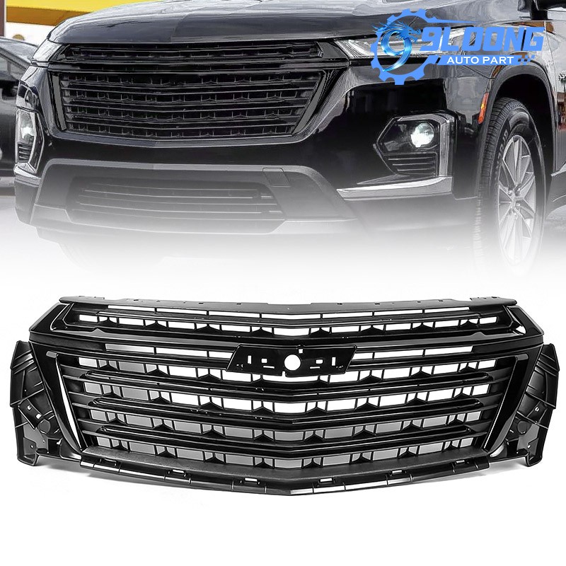 For Chevy Traverse 2022-2024 Front Bumper Upper Grille Assembly Grill Black Trim