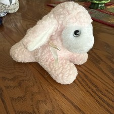 VTG Eden Baby Lamb Rattle Small Plush Sheep 6 Pink Bow Stuffed Toy Rare
